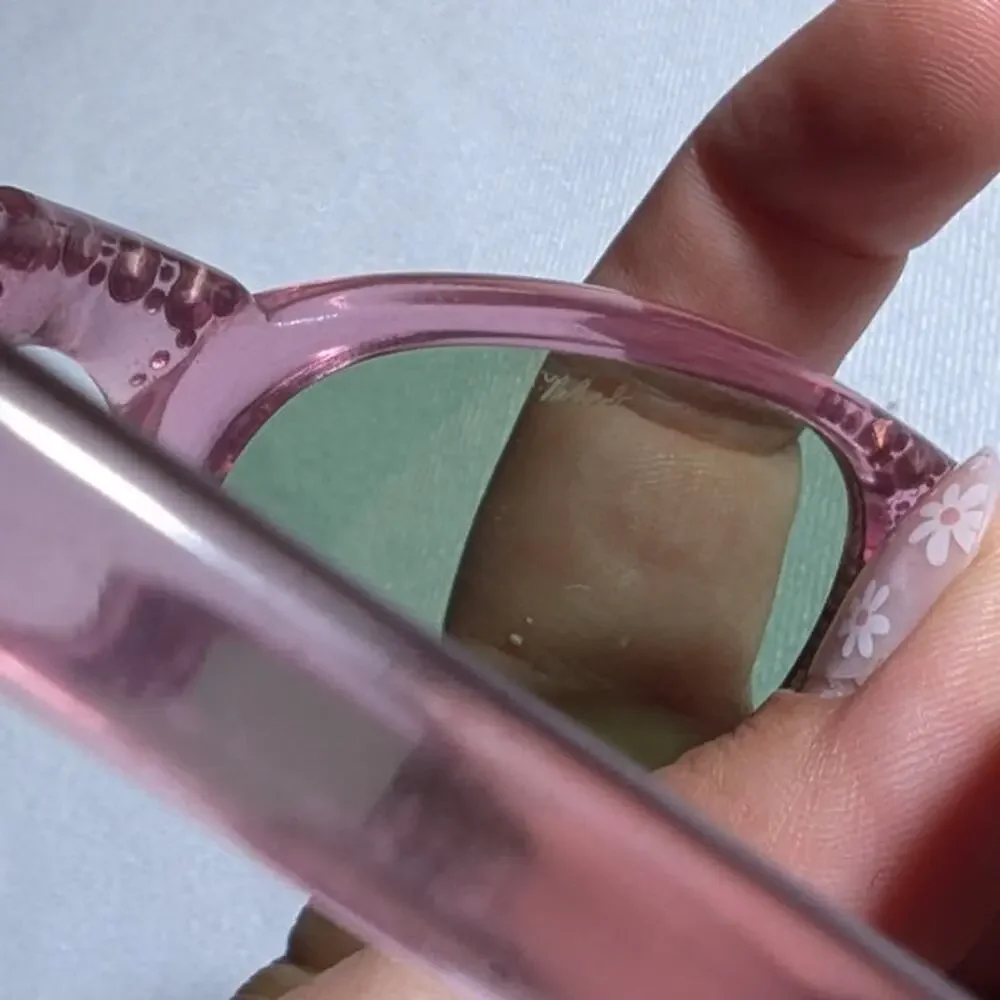 Vtg 1960s Translucent Purple Rhinestone Embellished Cat Eye Sunglasses Italy